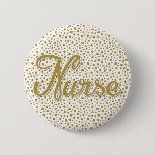 Nurse Guld-punkter - Guld White Faux Glitter Knapp