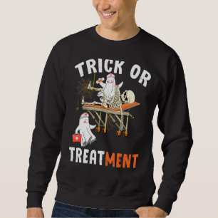 Nurse Halloween Costume Boo Ghost Trick eller Trea Lång Ärmad Tröja