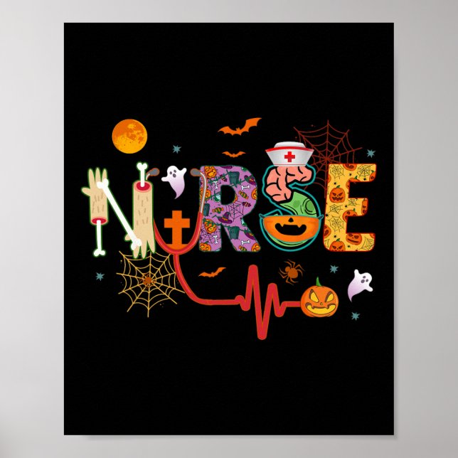 Nurse Halloween Costume Stethoscope Heartslag Pump Poster (Framsidan)
