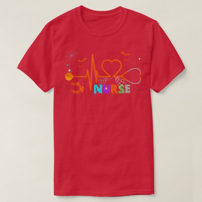 Nurse Halloween Costume Stethoscope Heartslag Pump T Shirt (Design framsida)
