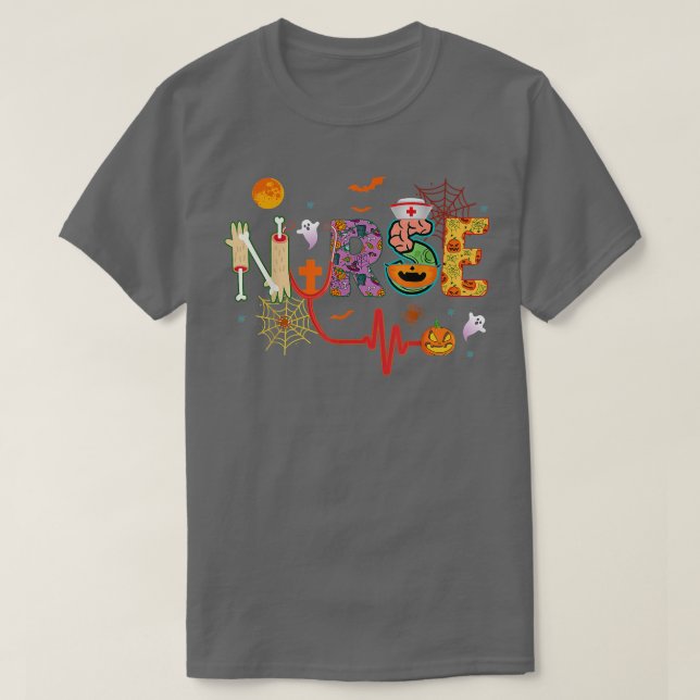 Nurse Halloween Costume Stethoscope Heartslag Pump T Shirt (Design framsida)