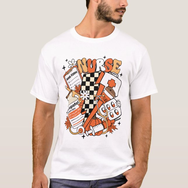 Nurse Halloween Cute Fall T Shirt (Framsida)