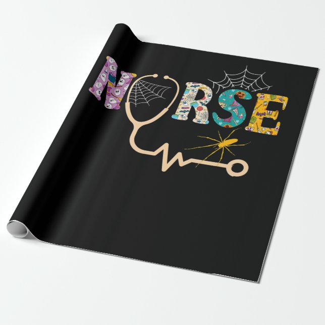 Nurse Halloween Gift med pumpkin Boo Spider Presentpapper (Utrullad)
