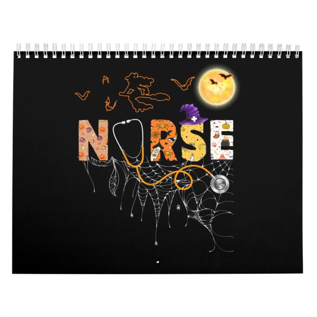 Nurse Halloween Gift med Pumpkin Boo Spider Witch Kalender (Omslag)