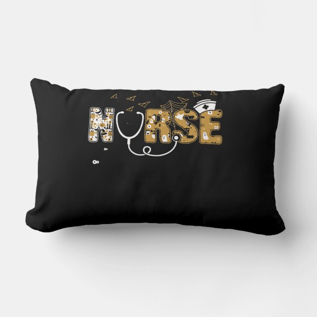 Nurse Halloween Gift med Pumpkin Boo Spider Witch Lumbarkudde (Framsida)