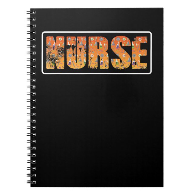 Nurse Halloween Gift med Pumpkin Spider Witch Hat Anteckningsbok (Framsidan)