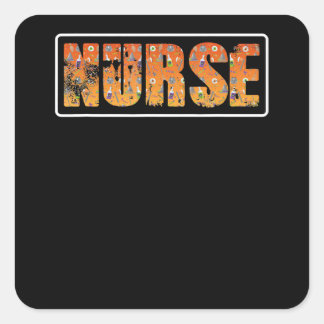 Nurse Halloween Gift med Pumpkin Spider Witch Hat Fyrkantigt Klistermärke
