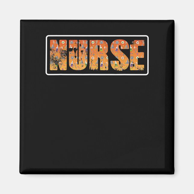 Nurse Halloween Gift med Pumpkin Spider Witch Hat Magnet (Framsidan)