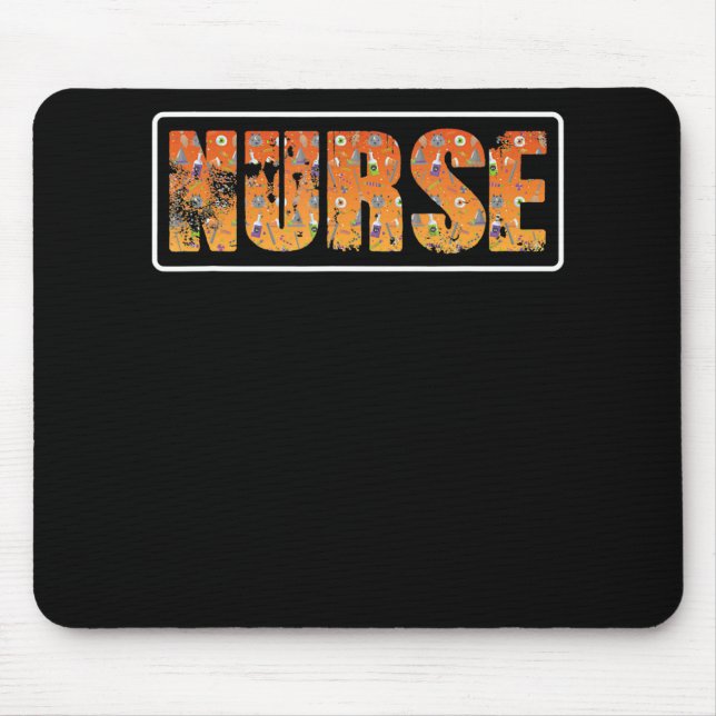 Nurse Halloween Gift med Pumpkin Spider Witch Hat Musmatta (Framsidan)