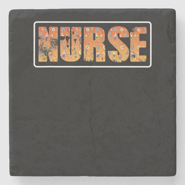 Nurse Halloween Gift med Pumpkin Spider Witch Hat Stenunderlägg (Framsidan)