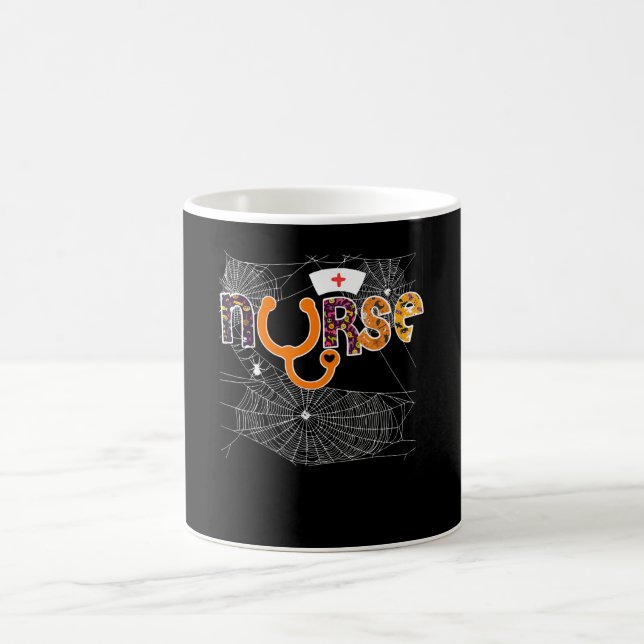 Nurse Halloween med Pumpkin Boo Spider Wicth Kaffemugg (Center)