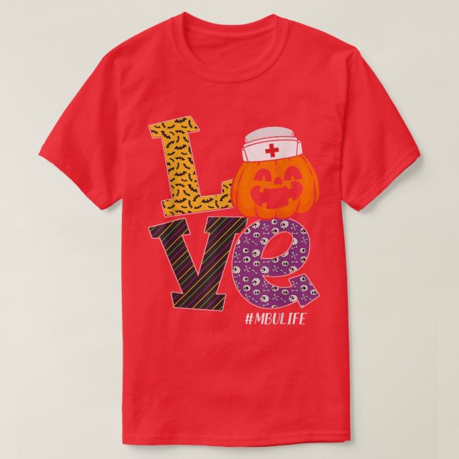 Nurse Halloween Pumpkin Costume Kärlek MBU Nurse L T Shirt (Design framsida)