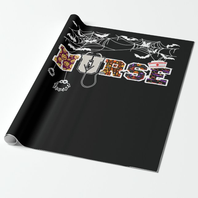 Nurse Halloween Shirt Gift med Pumpkin Boo Spider Presentpapper (Utrullad)