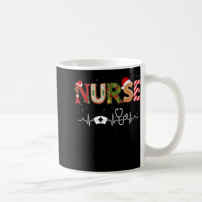 Nurse Hat Heartbeat Xmas Santa Claus Snow Christma Kaffemugg (Höger)