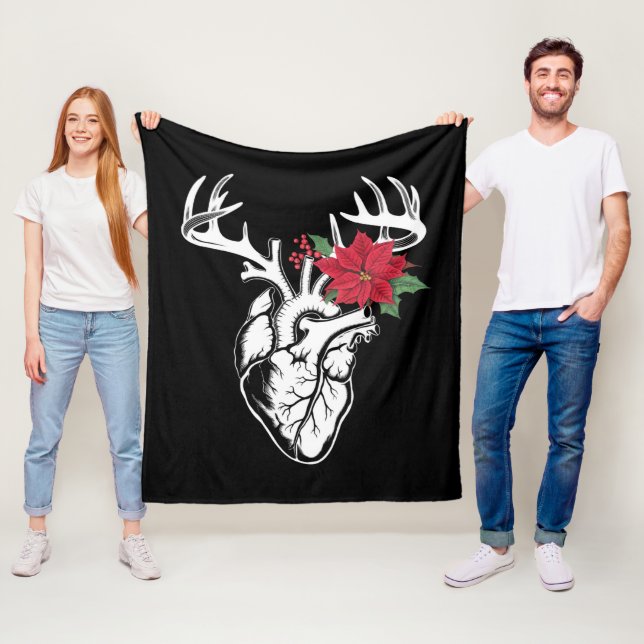 Nurse Heart Anatomy Reindeer Heart Cath Lab RN Fleecefilt (På plats)