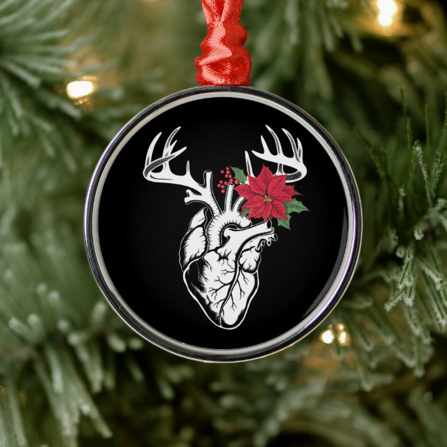 Nurse Heart Anatomy Reindeer Heart Cath Lab RN Julgransprydnad Metall (Träd)