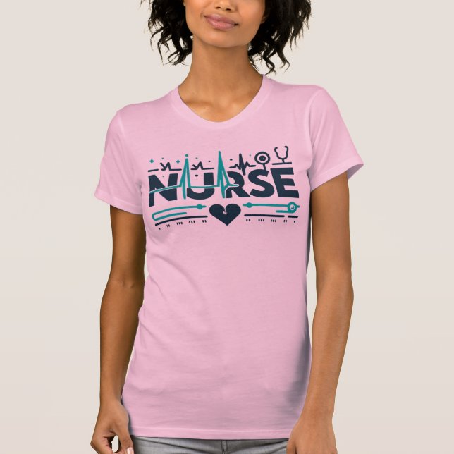 Nurse Heartbeat Medical Healthcare Hero Art T Shirt (Framsida)