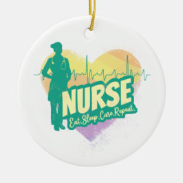 Nurse Heartslag Vintage Studenten Nursing School Julgransprydnad Keramik