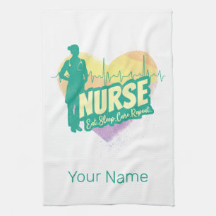 Nurse Heartslag Vintage Studenten Nursing School Kökshandduk