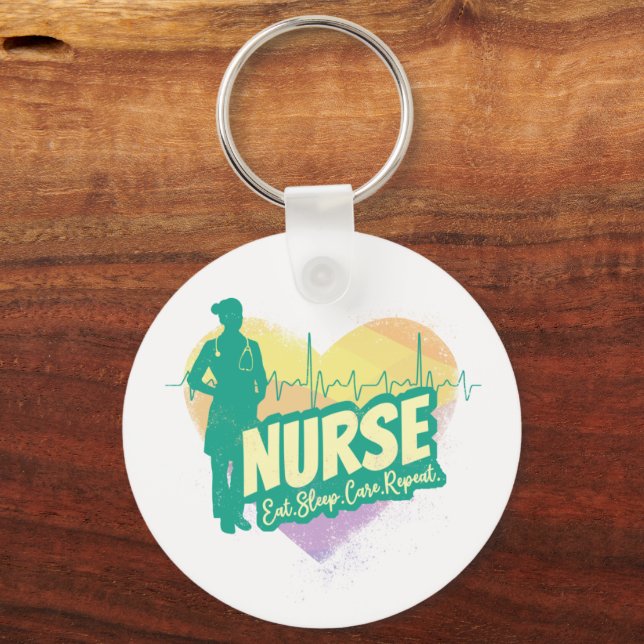 Nurse Heartslag Vintage Studenten Nursing School Nyckelring (Framsida)