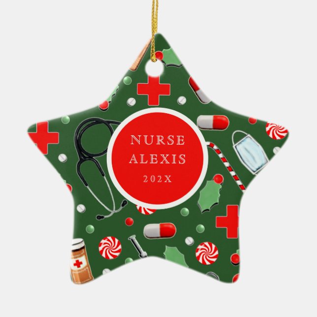 Nurse Helgdag Gift Ceramic Ornament (Framsidan)