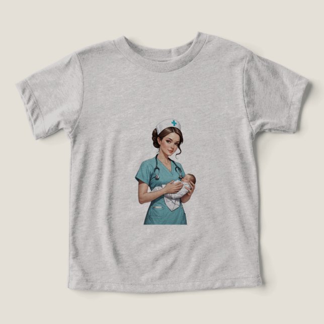 Nurse Holding Newborn – Gentle Care Medical Design T Shirt (Design Framsida)