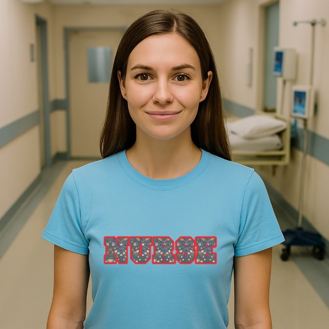 NURSE i William Morris Strawberry Thief Mönster T Shirt (Skapare uppladdad)
