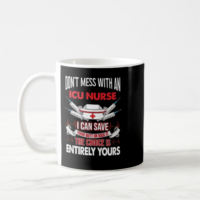 Nurse ICU Nurse Pun Funny ICU Nursing149 Sjukhus Kaffemugg (Vänster)