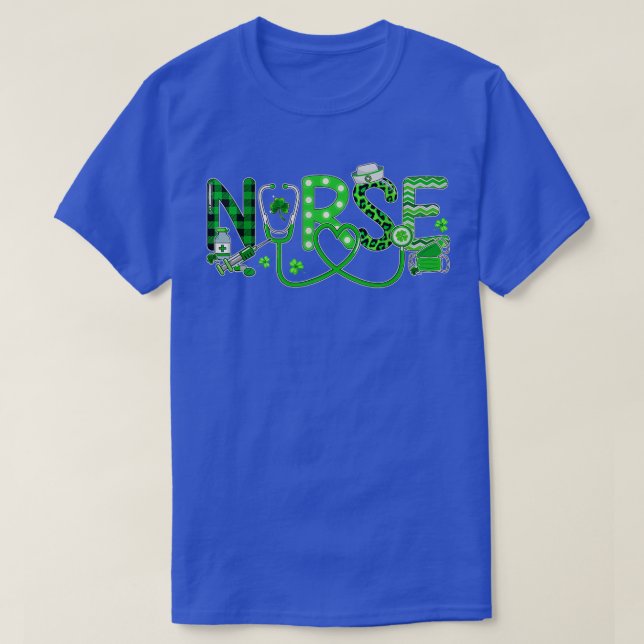 Nurse Irish Shamrock Stethoscope Play Leopard Pat T Shirt (Design framsida)