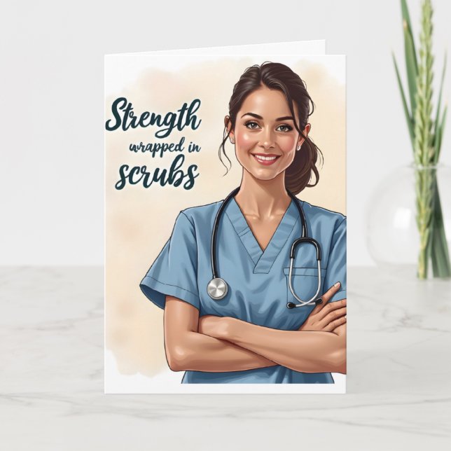 Nurse is Strength In Scrubs Card Kort (Framsida)