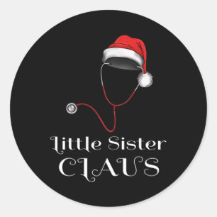 Nurse jul Little Sister Claus Matching Santa Runt Klistermärke