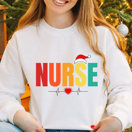 Nurse jul Santa Hat Cute Nursing hjärta Julafton T Shirt