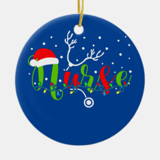 Nurse jul Santa Hat Snö Stethoscope Julgransprydnad Keramik