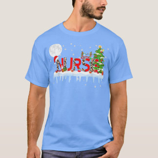 Nurse Julafton Träd Light Leopard Santa Hat Reinde T Shirt