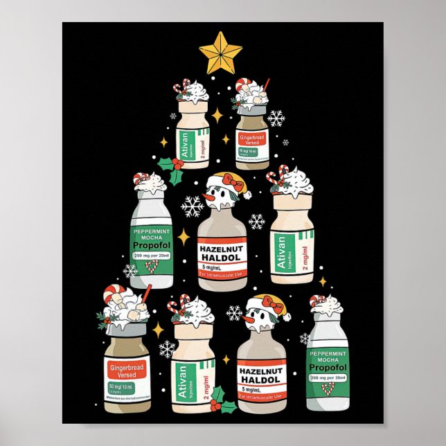 Nurse Julgran Propofol Rn Er Icu Nurse Julafton Poster (Framsidan)