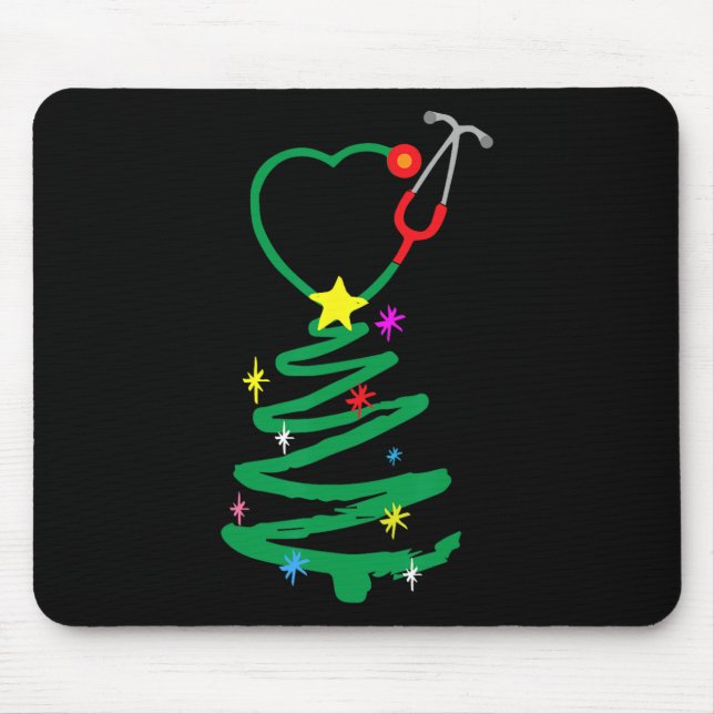 Nurse Julgran Stethoscope Nurses Julafton SCrub Musmatta (Framsidan)