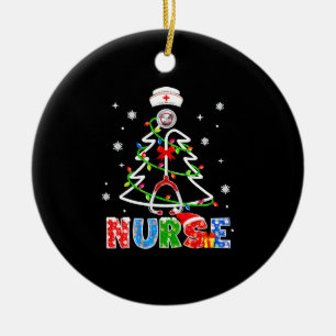 Nurse Julgran Stethoscope RNLPN SCrub Julgransprydnad Keramik