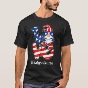 Nurse Kärlek Gnome Dialysis USA flagga Patriotic 4 T Shirt