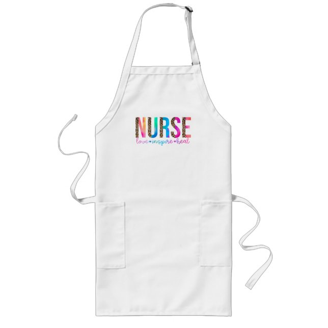 "Nurse - Kärlek, Inspire, Heal" i Regnbåge Färg Långt Förkläde (Framsidan)
