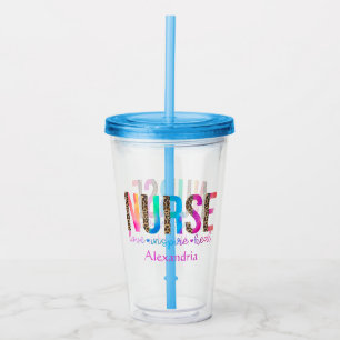 "Nurse - Kärlek, Inspire, Heal" i Regnbåge Färg Take Away Mugg