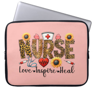 Nurse, Kärlek, Inspire, Heal Laptop sleeve