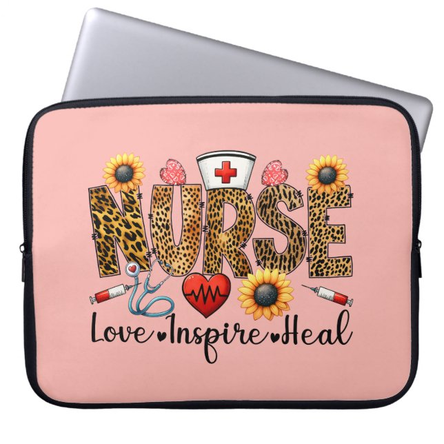 Nurse, Kärlek, Inspire, Heal Laptop sleeve (Framsidan)