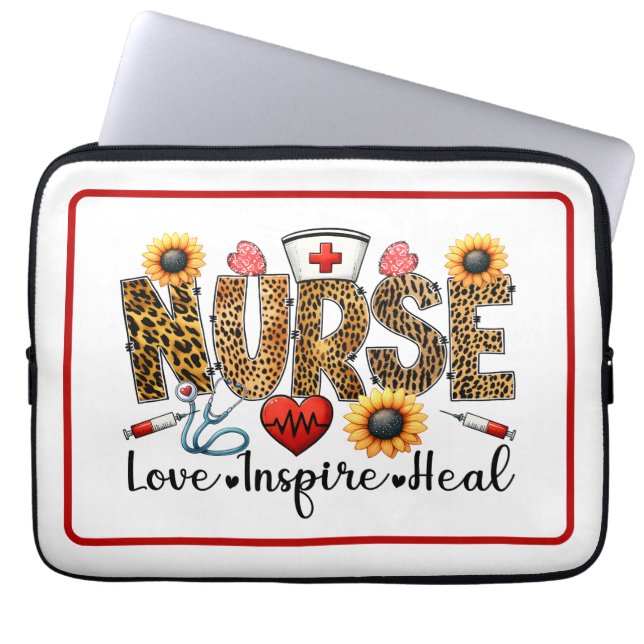 Nurse, Kärlek, Inspire, Heal Laptop sleeve (Framsidan)