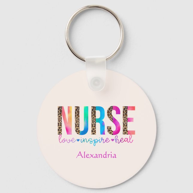 Nurse - Kärlek, Inspire, Heal Nyckelring (Framsida)