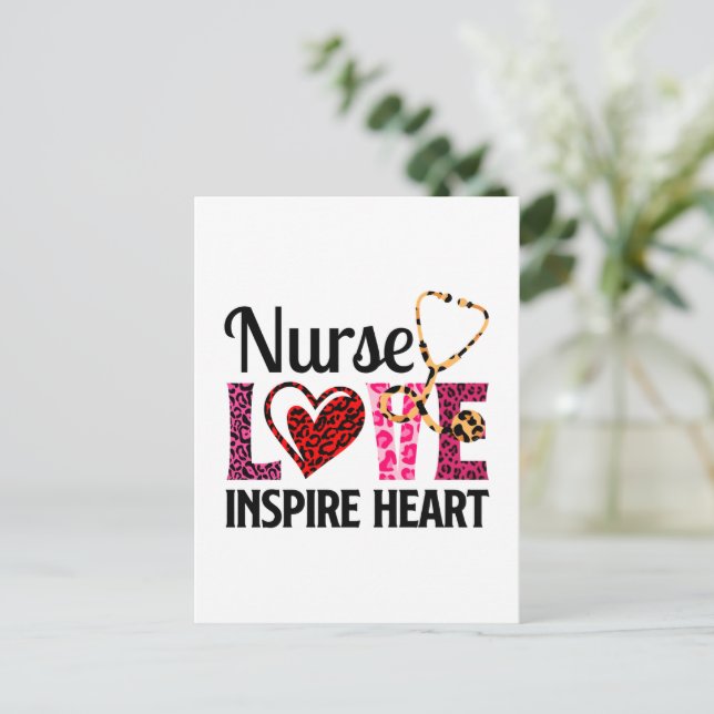 Nurse Kärlek Inspire Heart - Motivational Nurse Or Vykort (Stående Fram)