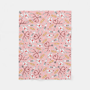 Nurse Kärlek Print Rosa - bakgrund Fleecefilt
