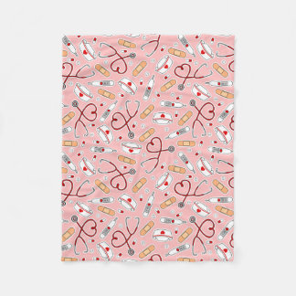 Nurse Kärlek Print Rosa - bakgrund Fleecefilt