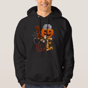 Nurse Kärlek Pumpkin Shirt Funny Halloween Nurse G Hoodie