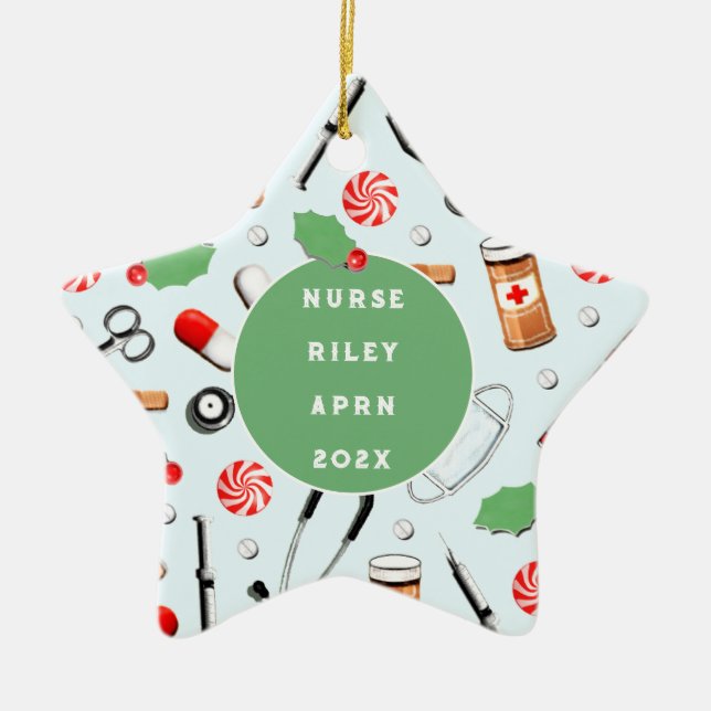 Nurse Keepsaké Gift Julgransprydnad Keramik (Framsidan)