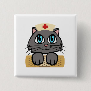 Nurse Kitten (blå Ögon) Knapp